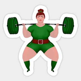 Strong Women Powerlifting gym girl in Green Sticker